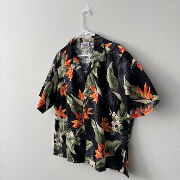 Men's Hawaiian Aloha Shirt Pacific Legend Bird of Paradise Black Cotton Size 2XL - Picture 5 of 10